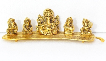 Puja room decor Ganesh metal piece Ganesh Musical Instruments playing showpiece
