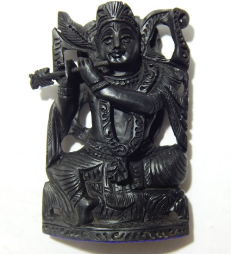 Lord Krishna Ebony Wood Murti