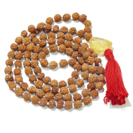 Rudraksha Mala with Citrine  Pendant